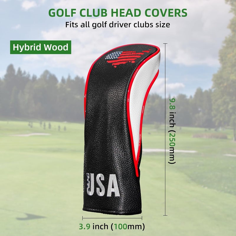 Frimon Golf Club Head Covers,4pcs or 1pc USA Golf Head Covers for Woods and Driver Fairway Hybrid - PU Leather Mallet Blade Putter for Men Women Golf Enthusiast - Image 5